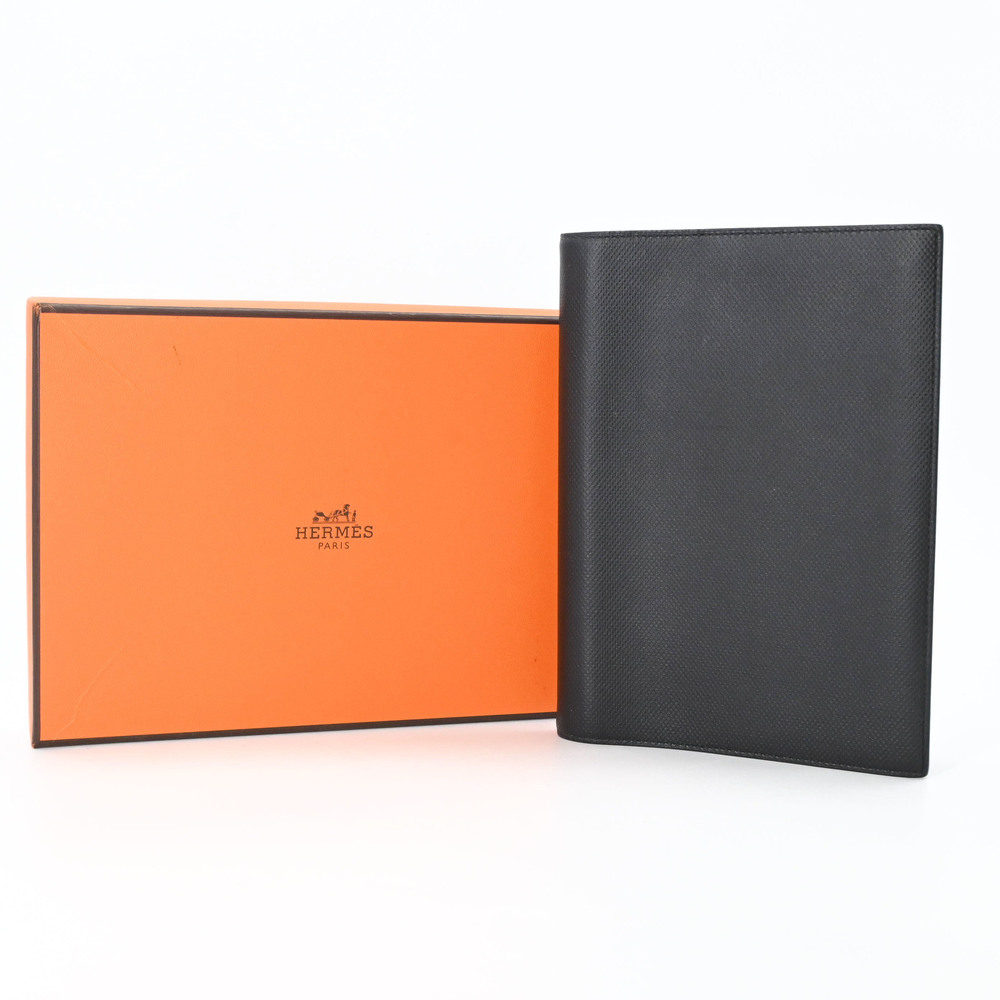HERMES Agenda Globe-Trotter Notebook Cover, Black